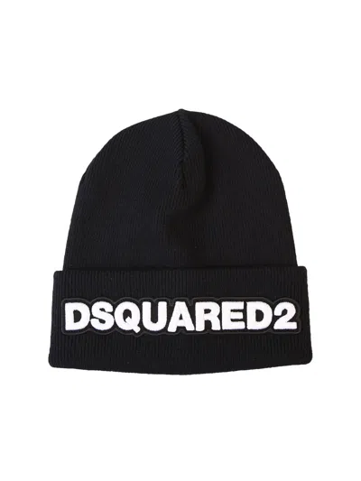 Dsquared2 Logo Embroidered Beanie In Black