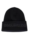 Dsquared2 Knit Folded Cuff Wool Beanie In Black