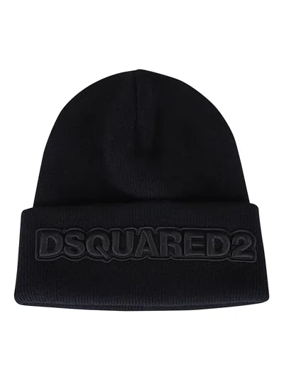 Dsquared2 Logo Embroidered Beanie In Black