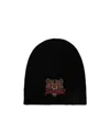 Dsquared2 Wool Beanie With Front Embroidery In Black