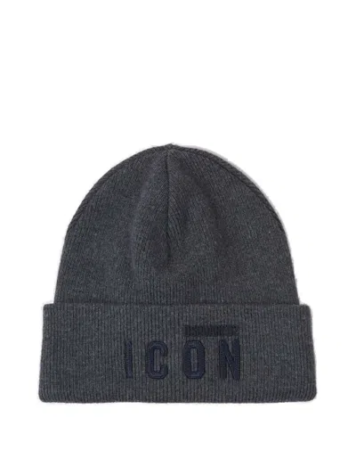 Dsquared2 Logo Embroidered Beanie In Grey