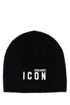 Dsquared2 Dsquared Women Black Wool Blend Beanie Hat In Nero
