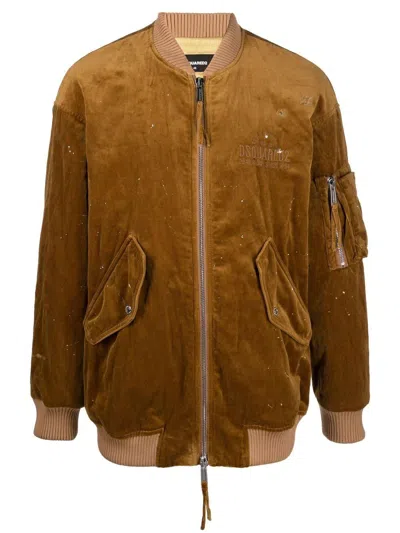 Dsquared2 Logo-embroidered Bomber Jacket In Moss