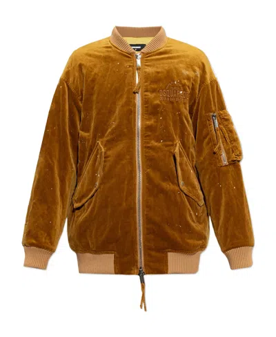 Dsquared2 Logo-embroidered Bomber Jacket In Brown