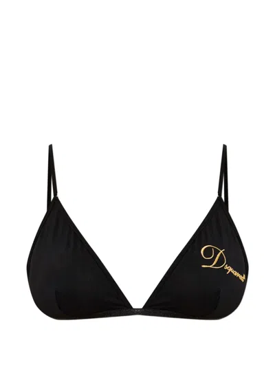 Dsquared2 Logo-embroidered Bralette In Black