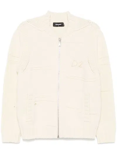 Dsquared2 Logo-embroidered Cardigan In Neutral