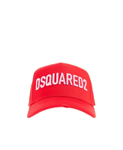 Dsquared2 Logo-embroidered Cotton Cap In Red
