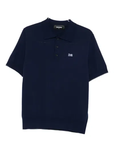 Dsquared2 Logo-embroidered Cotton Polo Shirt In Blue
