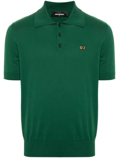 Dsquared2 Logo-embroidered Cotton Polo Shirt In Green