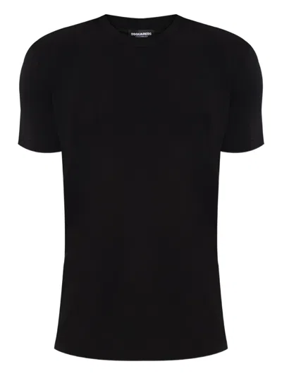 Dsquared2 Logo-embroidered Cotton T-shirt In Black