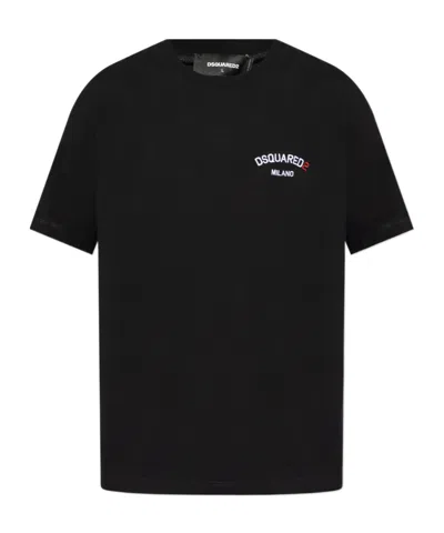 Dsquared2 Logo-embroidered Crewneck T-shirt In Black