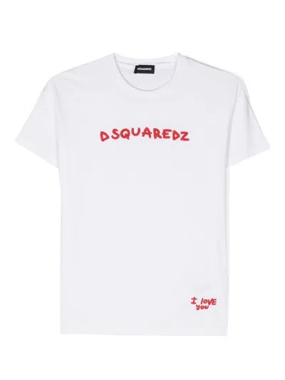 Dsquared2 T-shirt Mit Logo-stickerei In White