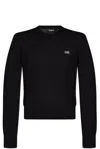 Dsquared2 Logo Patch Round Neck Jumper In Black