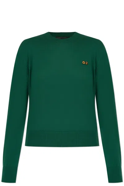 Dsquared2 Logo-embroidered Cotton Jumper In Red