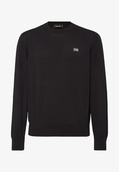Dsquared2 Logo Embroidered Crewneck Sweatshirt In Black