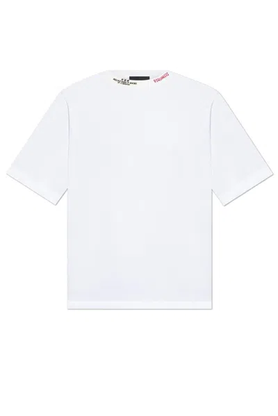 Dsquared2 Logo-embroidered T-shirt In White