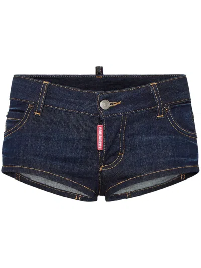 Dsquared2 Logo-embroidered Denim Shorts In Blue