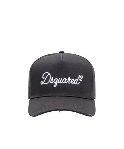 Dsquared2 Logo Embroidered Distressed Baseball Cap In Black