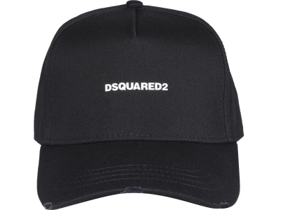 Dsquared2 Logo Embroidered Distressed Baseball Cap In Black
