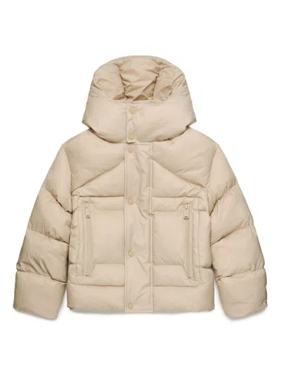 Dsquared2 Kids' Logo-embroidered Hooded Puffer Jacket In Neutrals