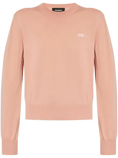 Dsquared2 Logo-embroidered Jumper In Pink