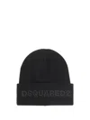 Dsquared2 Dsquared Black Wool Beanie Hat In M084