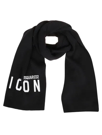 DSQUARED2 LOGO EMBROIDERED KNITTED SCARF