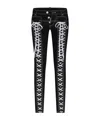 Dsquared2 Logo-embroidered Lace-detailing Tapered Jeans In Black