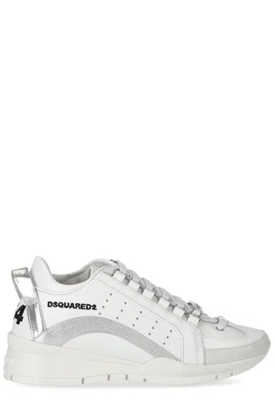 Dsquared2 Logo Embroidered Lace-up Sneakers In Bianco