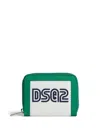 Dsquared2 Textured Leather Wallet With Zipped Closure In Green