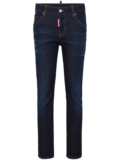 Dsquared2 Skinny-jeans Mit Logo-stickerei In Blau