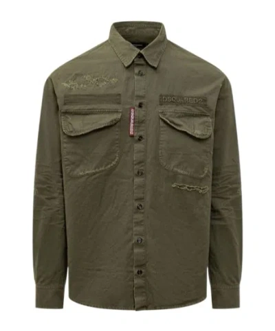 DSQUARED2 DSQUARED2 LOGO EMBROIDERED CURVED HEM SHIRT