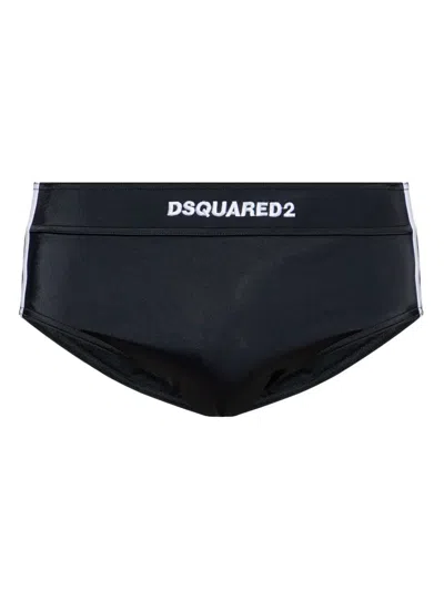 Dsquared2 Logo-embroidered Swim Trunks In Black