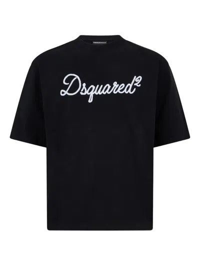 Dsquared2 Logo-embroidered T-shirt In Black