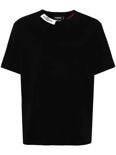 Dsquared2 T-shirt Mit Logo-stickerei In Black
