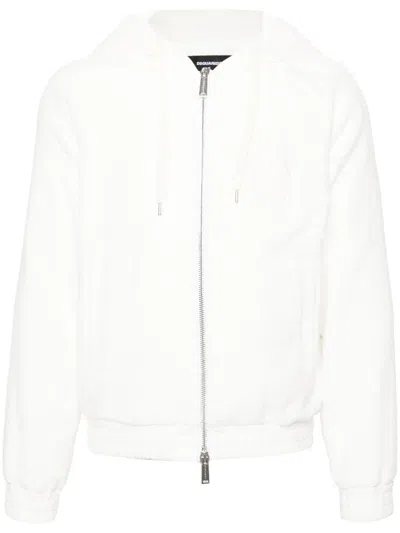 Dsquared2 Logo-embroidered Terry-cloth Jacket In White