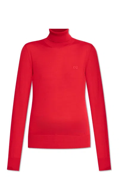 Dsquared2 Embroidered-logo Wool Jumper In Red
