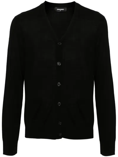 DSQUARED2 LOGO-EMBROIDERED VIRGIN WOOL CARDIGAN