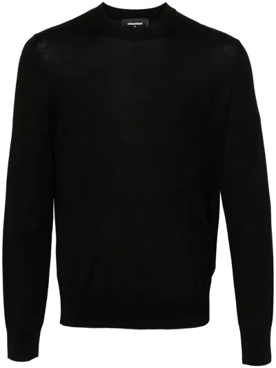 DSQUARED2 LOGO-EMBROIDERED VIRGIN WOOL JUMPER