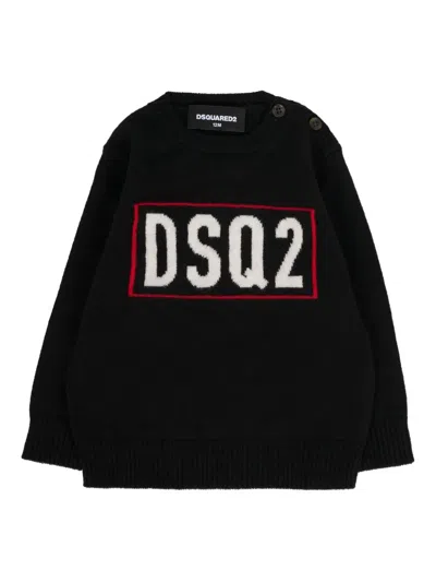 Dsquared2 Babies' Logo-embroidered Wool Sweater In Black
