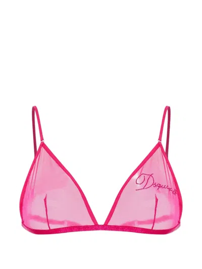 Dsquared2 Logo Embroidery Bra In Pink
