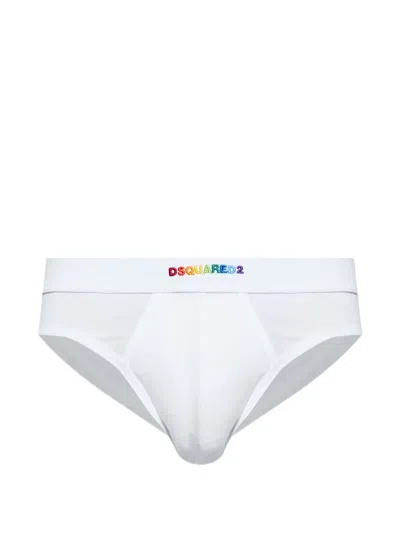 Dsquared2 Logo-embroidery Briefs In White