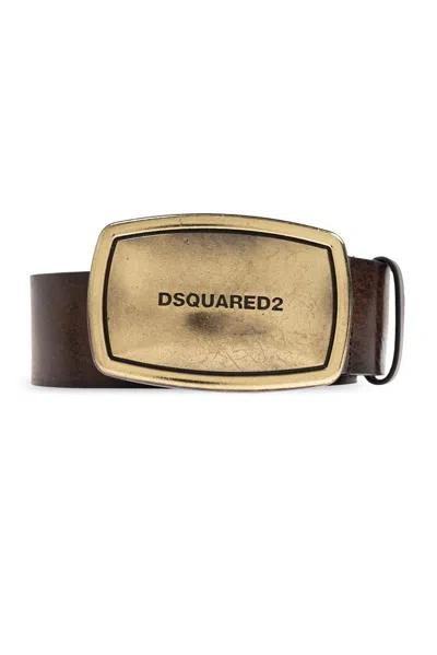 Dsquared2 Logo Engraved Buckle Belt In Brown