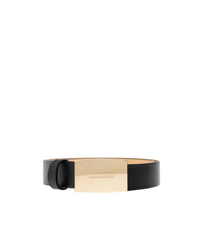 Dsquared2 Logo Engraved Buckle Belt In Nude