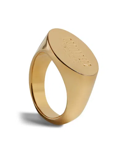 Dsquared2 Logo-engraved Burnished-finish Ring In Gold