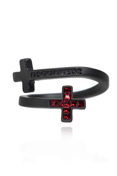 Dsquared2 Logo Engraved Ring In Black