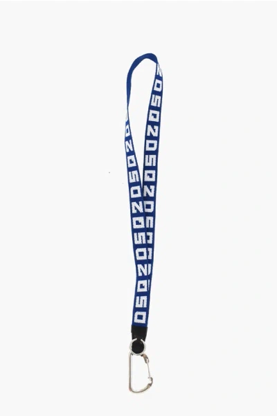 Dsquared2 Logo Fabric Neck Keyring In Blue