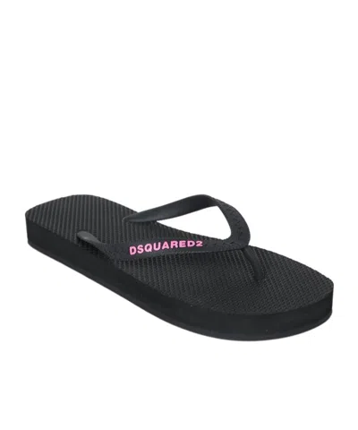 Dsquared2 Logo Flip Flops In Black
