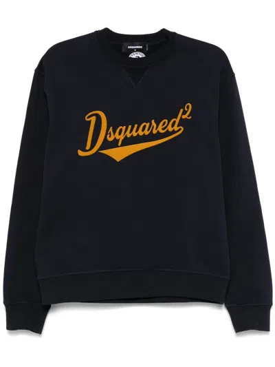 Dsquared2 Logo-flocked Sweatshirt In Blue