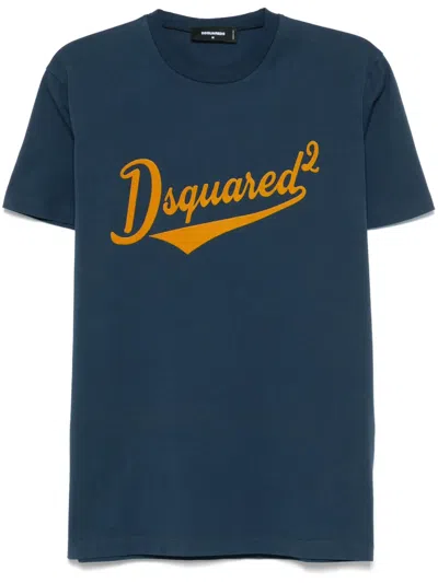 Dsquared2 Logo-flocked T-shirt In Blue